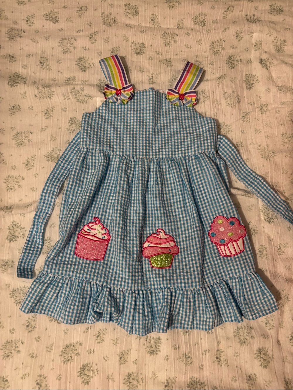 Emily Rose Rainbow Stripe Toddler Dress - Turquoise & Multi-Color
